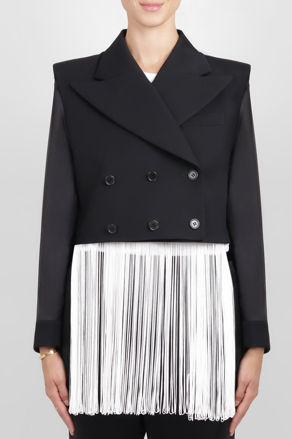 NOIR KEI NINOMIYA RTW Triple Breast Tuxedo Style Crop Jacket | Black