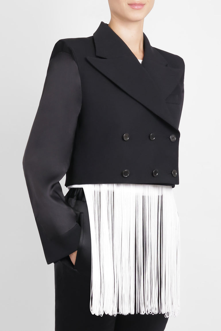 NOIR KEI NINOMIYA RTW Triple Breast Tuxedo Style Crop Jacket | Black