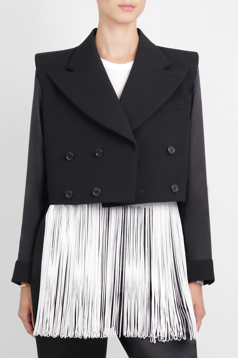 NOIR KEI NINOMIYA RTW Triple Breast Tuxedo Style Crop Jacket | Black