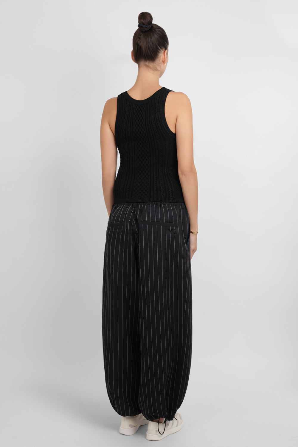 Y-3 RYW Pinstripe Sport Uniform Wide-Leg Trouser | Black