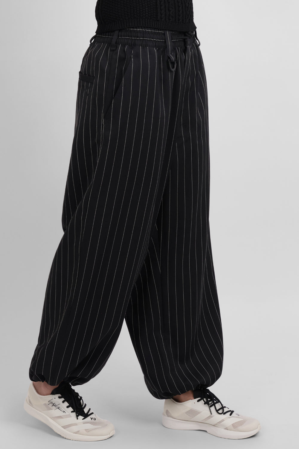 Y-3 RYW Pinstripe Sport Uniform Wide-Leg Trouser | Black
