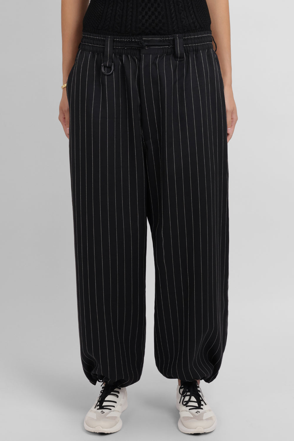 Y-3 RYW Pinstripe Sport Uniform Wide-Leg Trouser | Black