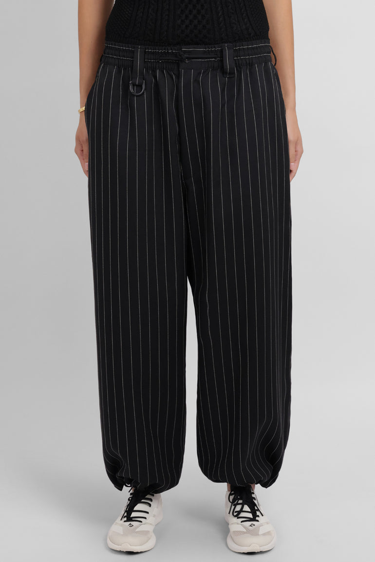Y-3 RYW Pinstripe Sport Uniform Wide-Leg Trouser | Black