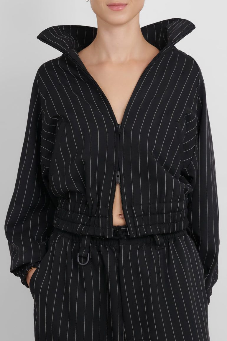 Y-3 RYW Pinstripe Sport Uniform Blouson Jacket | Black