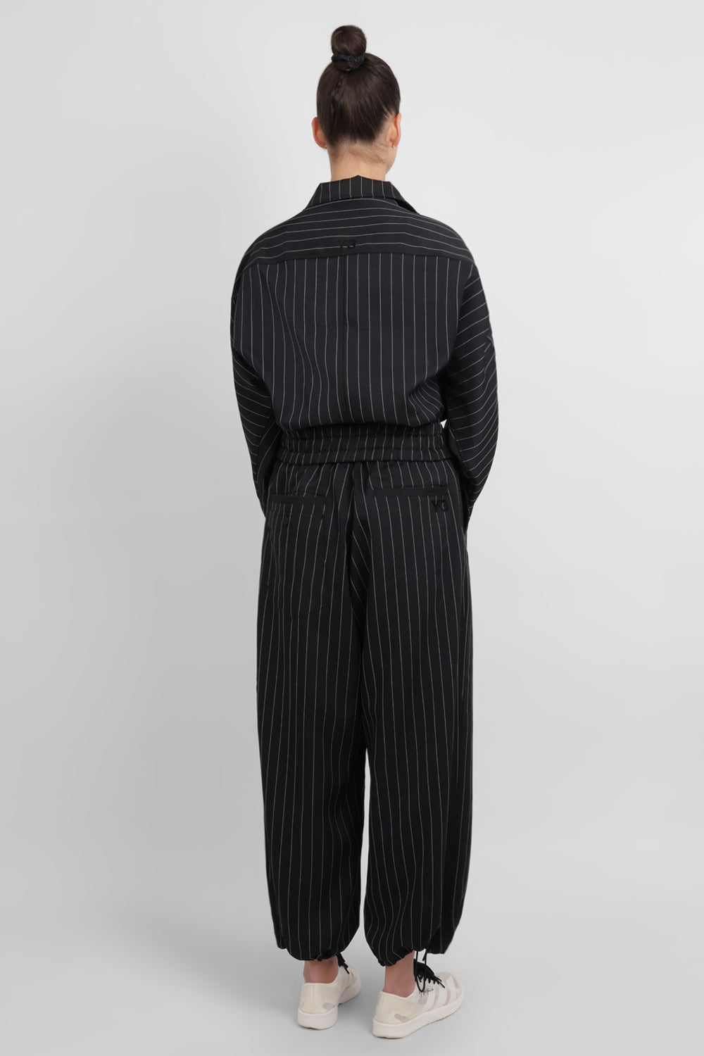 Y-3 RYW Pinstripe Sport Uniform Wide-Leg Trouser | Black