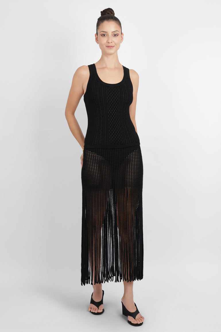 JW ANDERSON RTW Cable Cami Singlet Top | Black