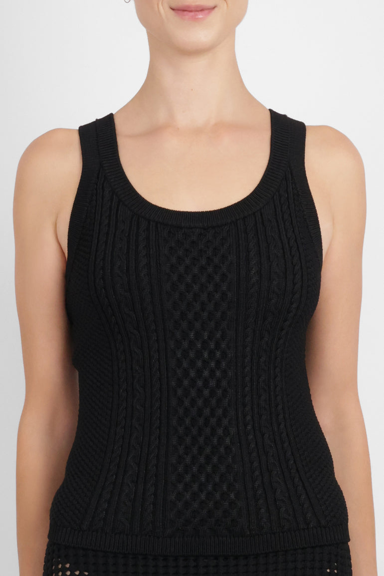 JW ANDERSON RTW Cable Cami Singlet Top | Black