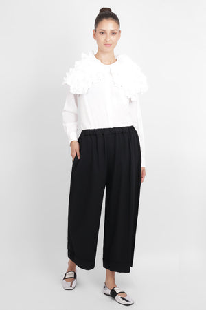 COMME DES GARCONS RTW Elastic Waist Wide Leg Crop Pant | Black