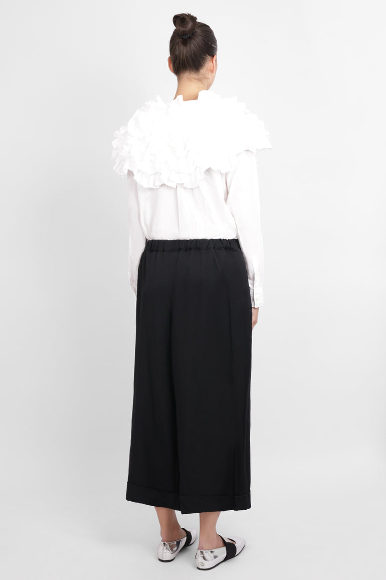 COMME DES GARCONS RTW Elastic Waist Wide Leg Crop Pant | Black