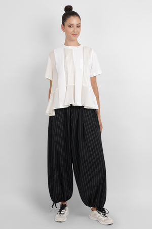 SACAI RTW Satin Cotton Jersey T-Shirt | Off White