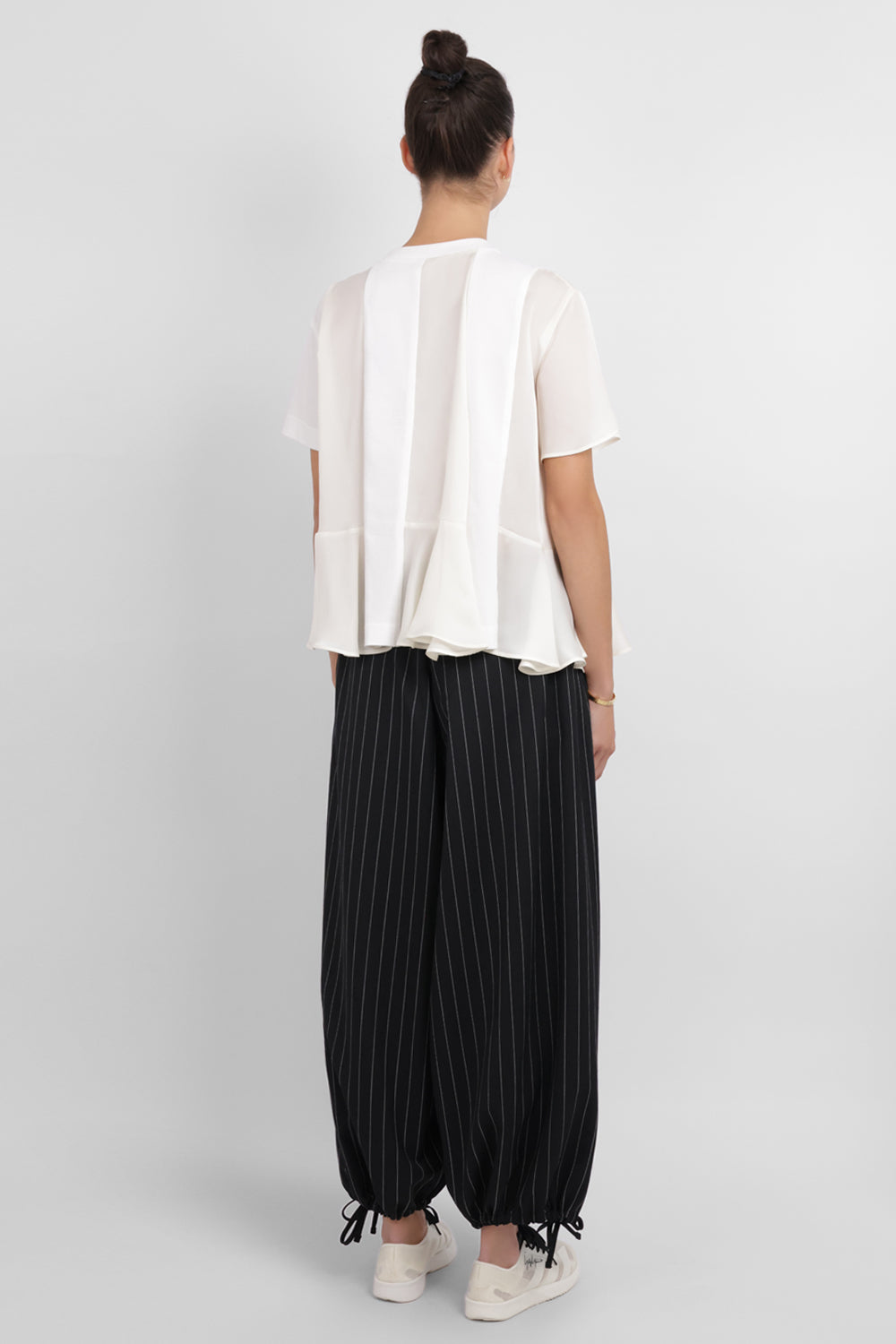 Y-3 RYW Pinstripe Cropped Wide-Leg Trouser | Black