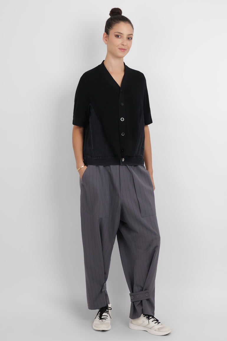 SACAI RTW Denim Knit Cardigan Top | Black