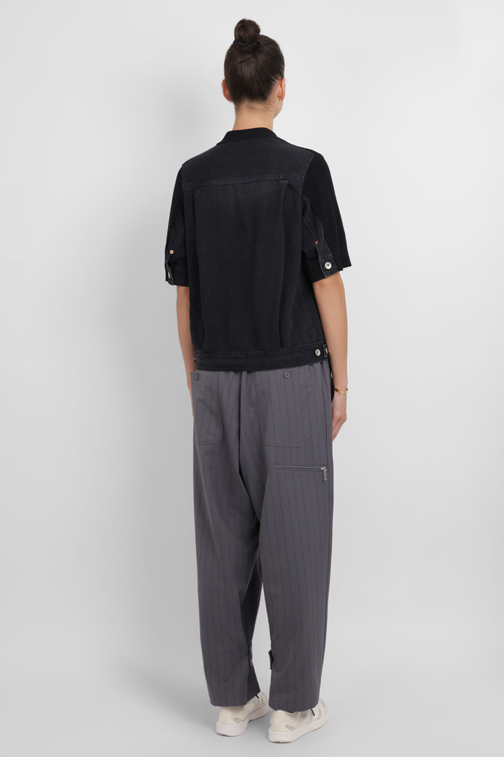 SACAI RTW Denim Knit Cardigan Top | Black