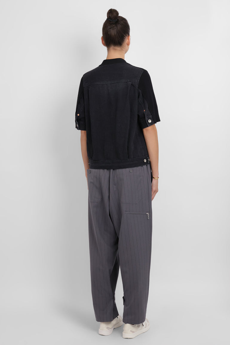 SACAI RTW Denim Knit Cardigan Top | Black