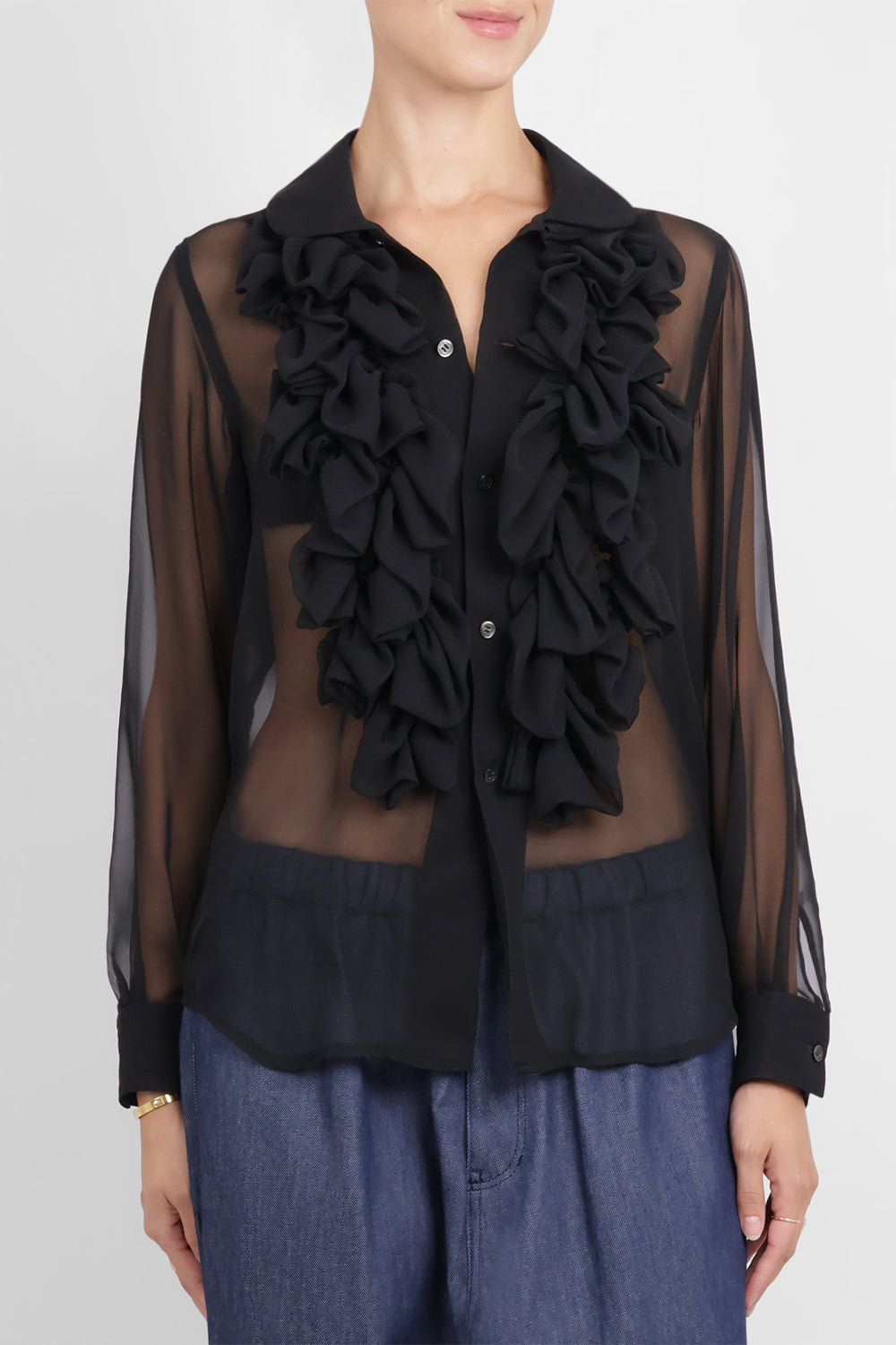 COMME DES GARCONS RTW Ruffle Front Shirt | Black