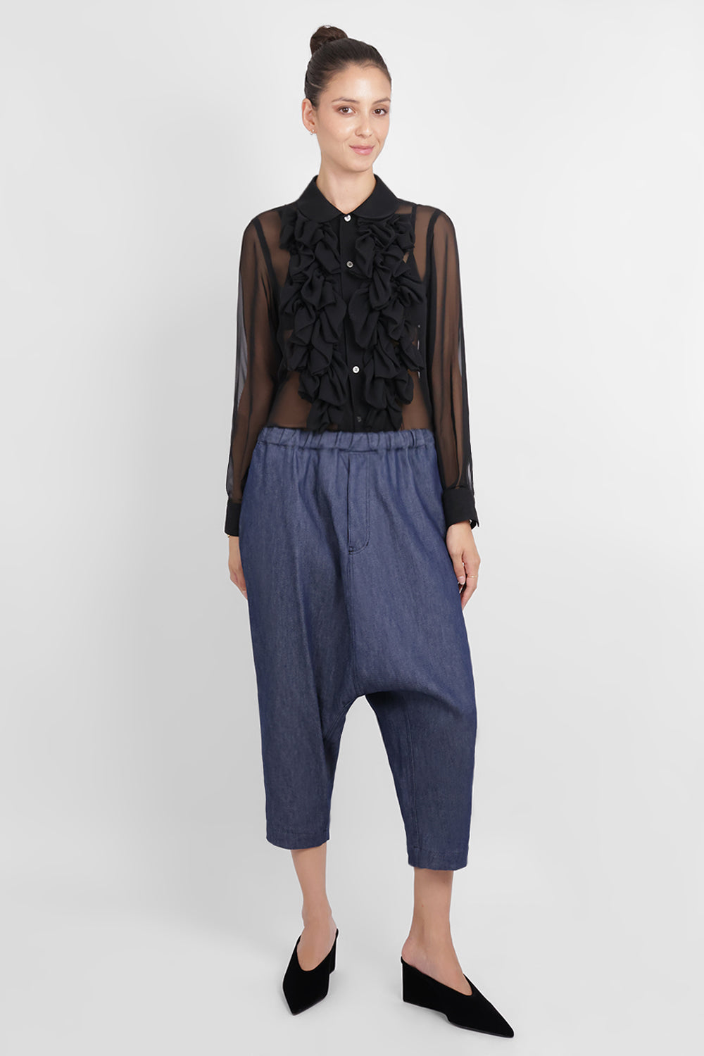 COMME DES GARCONS RTW Ruffle Front Shirt | Black