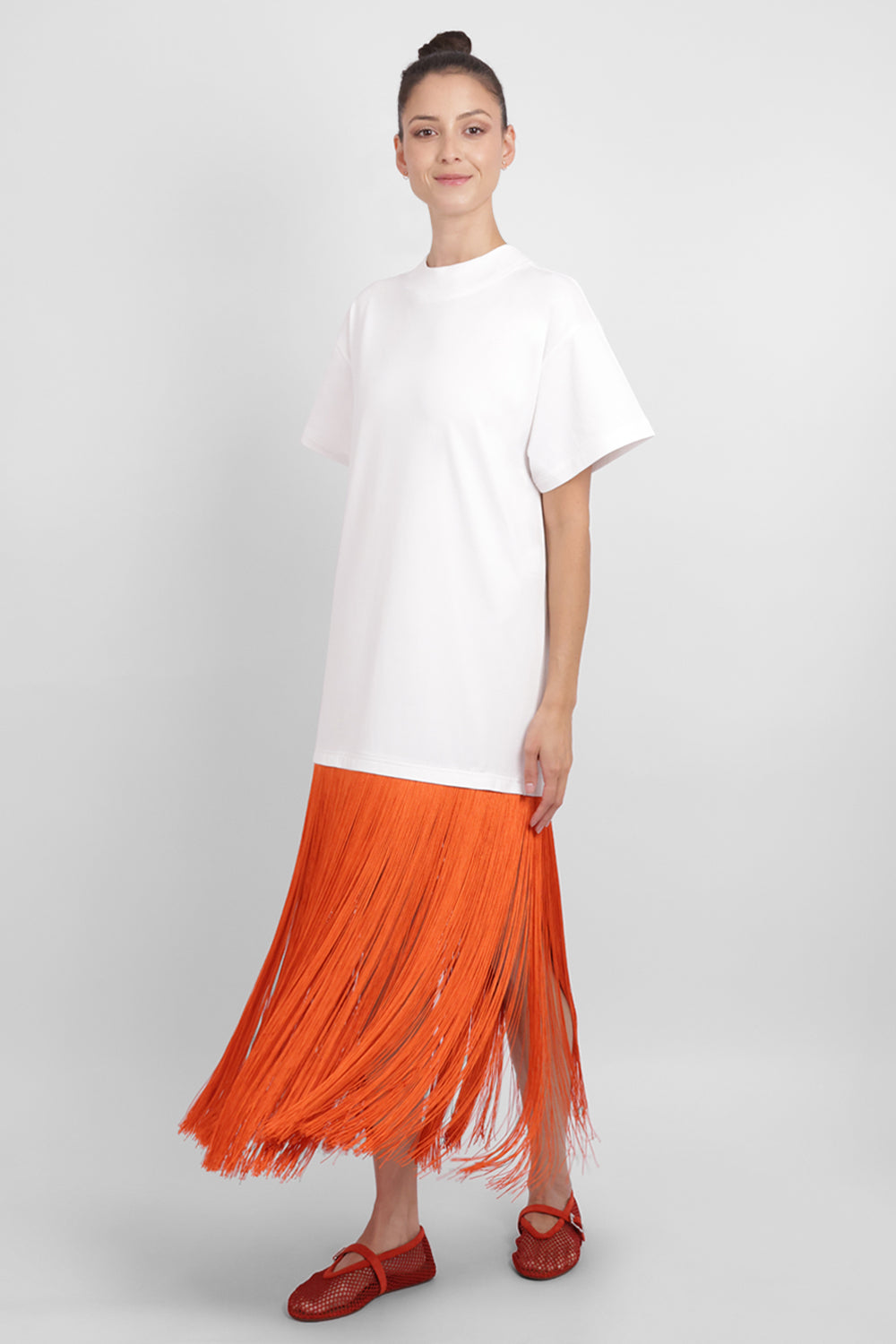ALAIA RTW Fringe Detail T-Shirt Dress | White