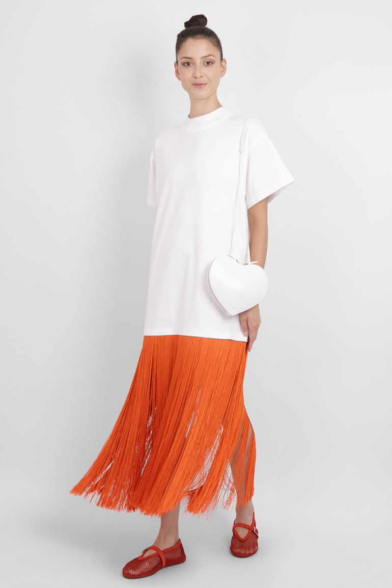 ALAIA RTW Fringe Detail T-Shirt Dress | White