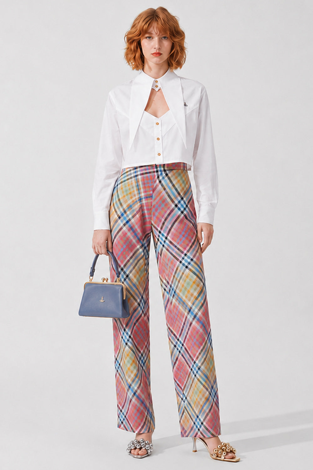 VIVIENNE WESTWOOD RTW Heather Check Ray Wide Leg Pant | Multi