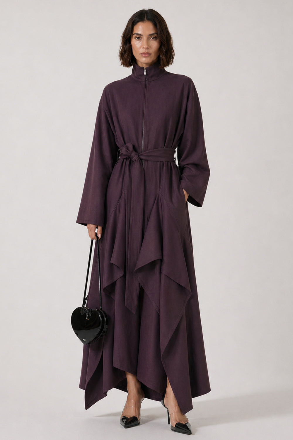 ALAIA RTW Poplin Ruffle Jumpsuit | Aubergine