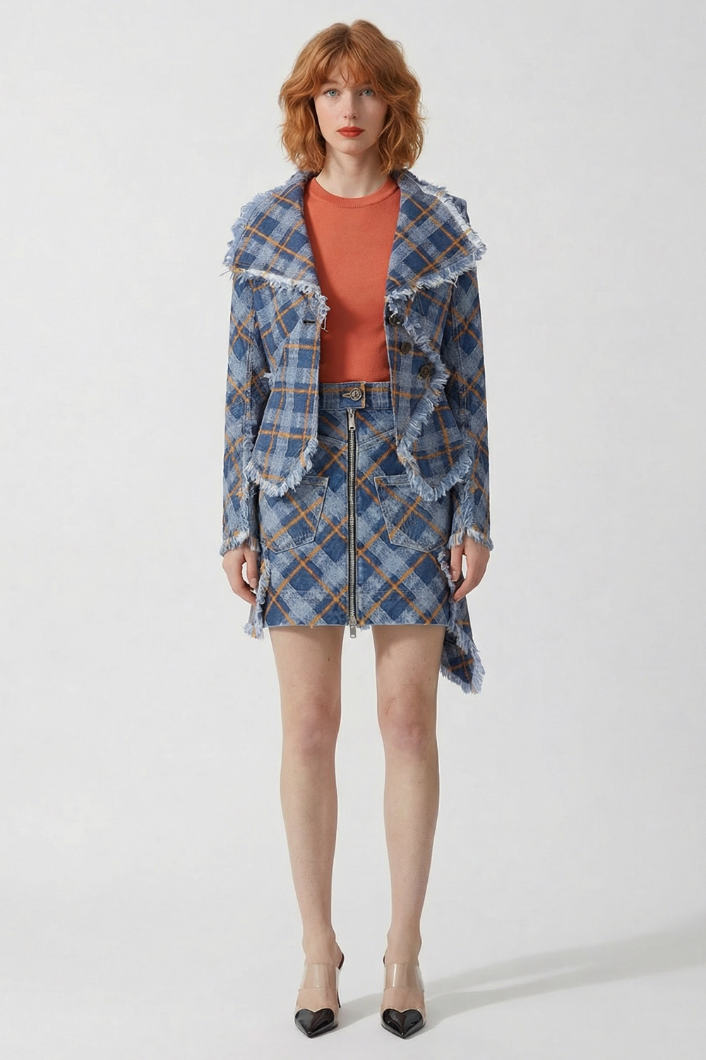 VIVIENNE WESTWOOD RTW Sailor Asymmetric Fringed Skirt | Blue/Orange