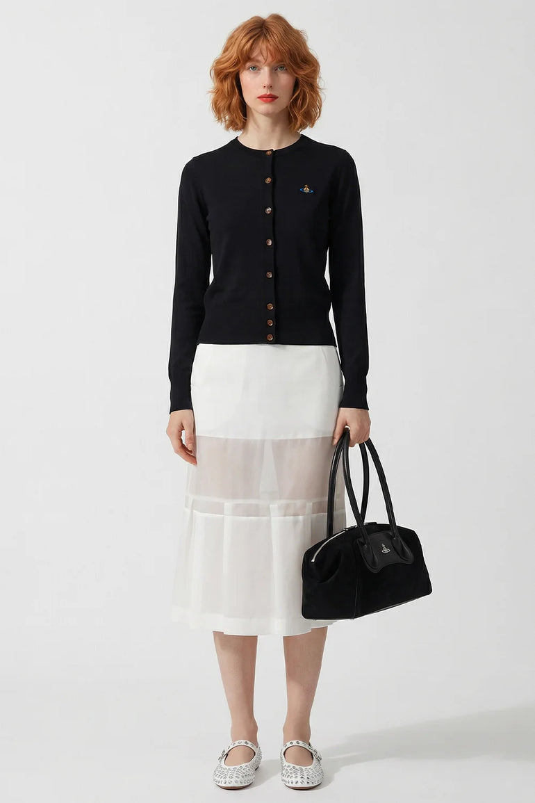 SACAI RTW Sheer Panel Layered Midi Skirt | Off White