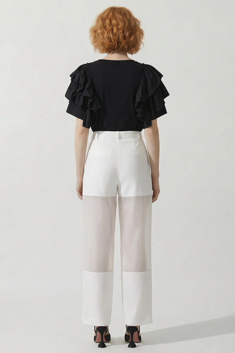 DRIES VAN NOTEN RTW Humey Ruffle Jersey Top | Black