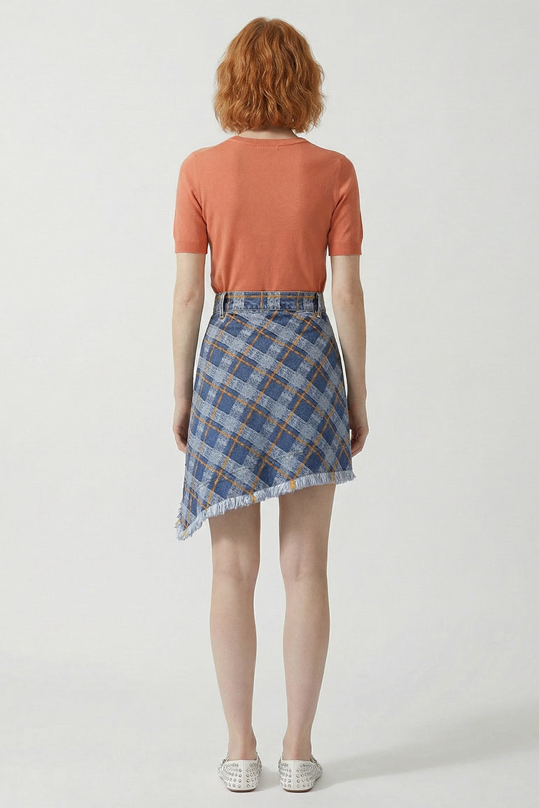 VIVIENNE WESTWOOD RTW Sailor Asymmetric Fringed Skirt | Blue/Orange