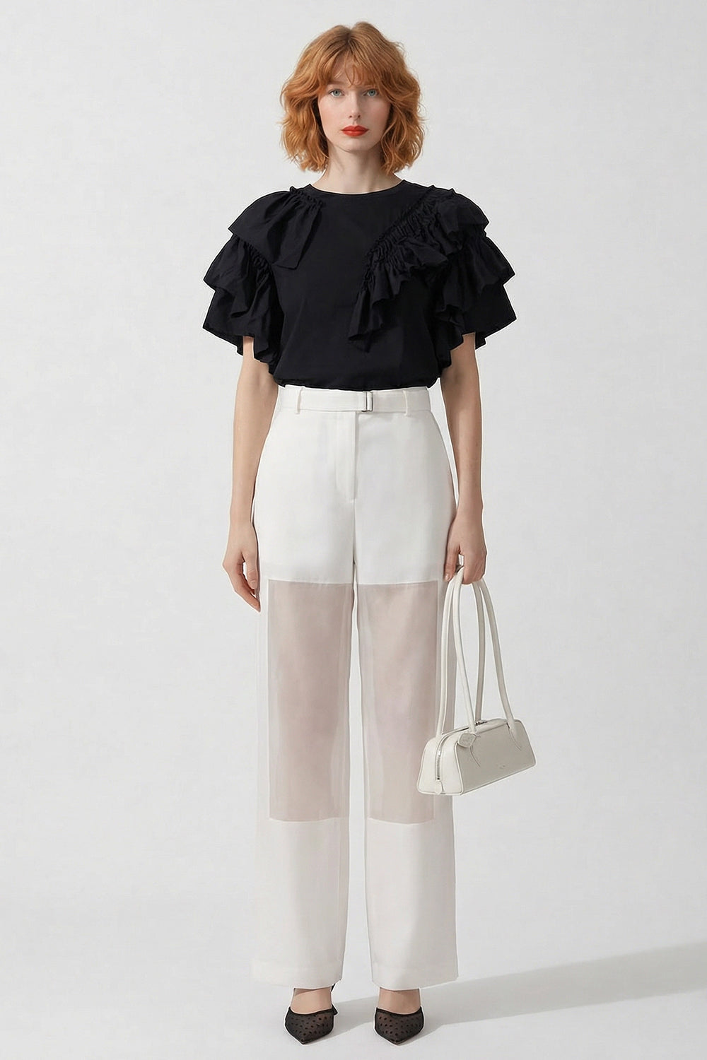 DRIES VAN NOTEN RTW Humey Ruffle Jersey Top | Black