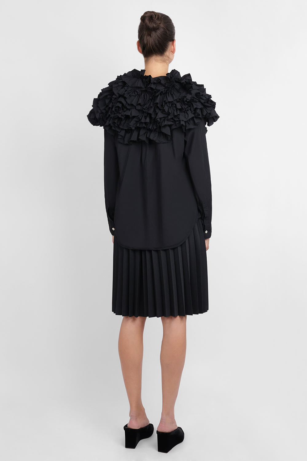 COMME DES GARCONS RTW Ruffle Wide Collar Shirt | Black