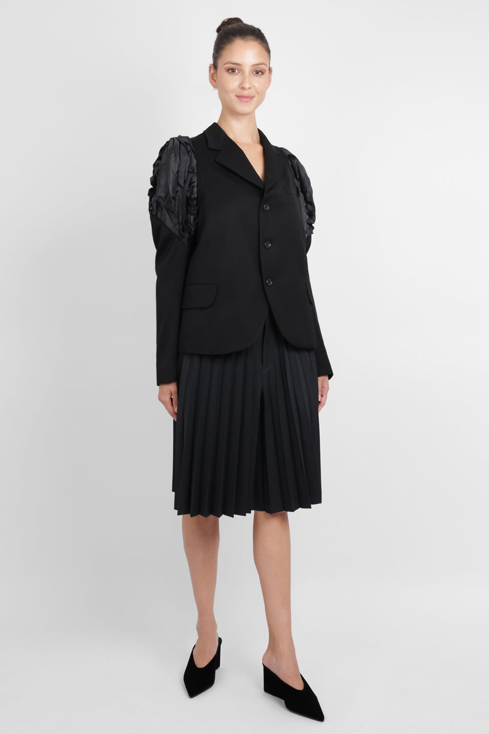 COMME DES GARCONS RTW Single Breast Jacket With Pleat Sculpt Sleeve | Black