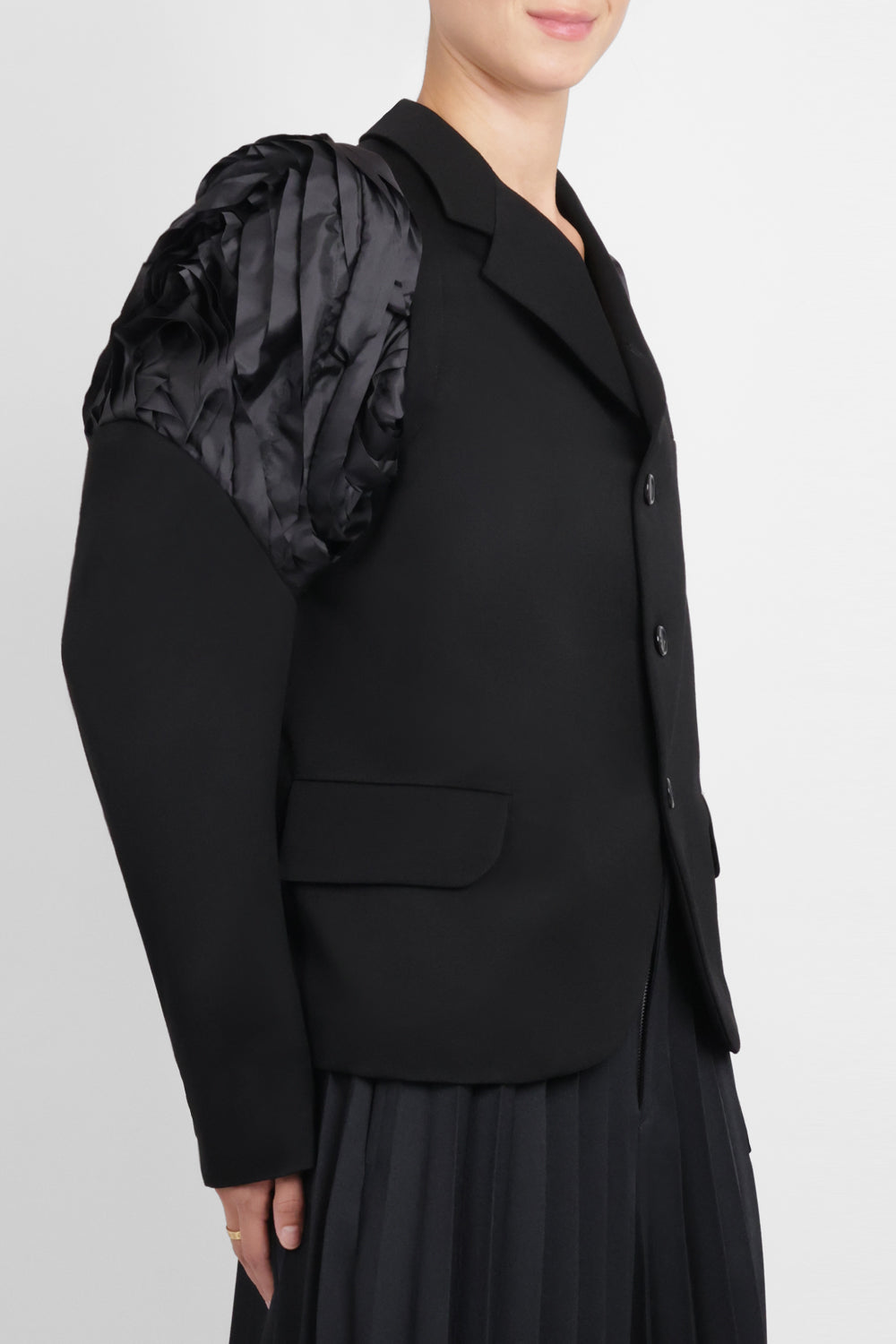 COMME DES GARCONS RTW Single Breast Jacket With Pleat Sculpt Sleeve | Black