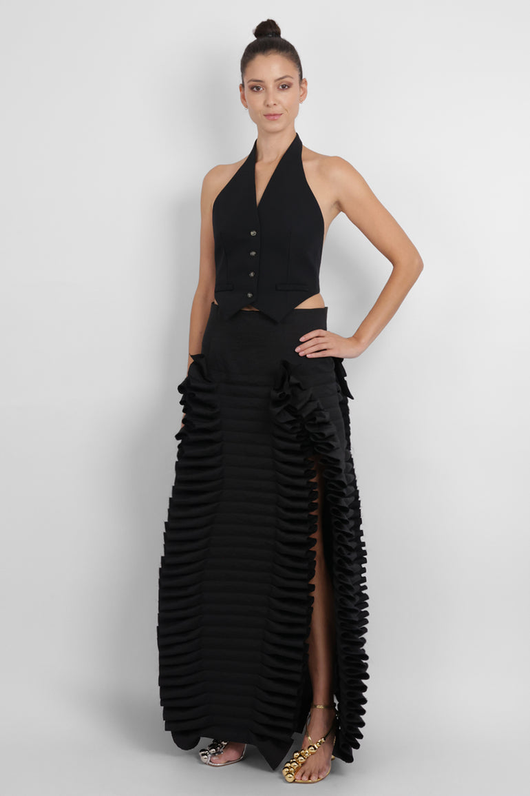 AWAKE MODE RYW Tie-Back Detail Vest Top | Black