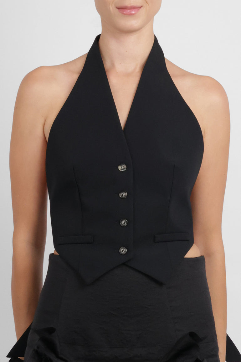 AWAKE MODE RYW Tie-Back Detail Vest Top | Black