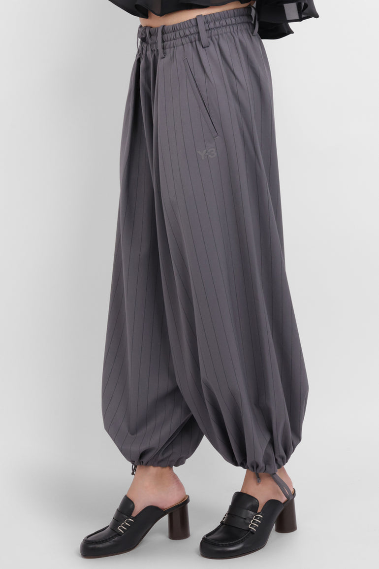 Y-3 RYW Pinstripe Cropped Wide-Leg Trouser | Granit/Black