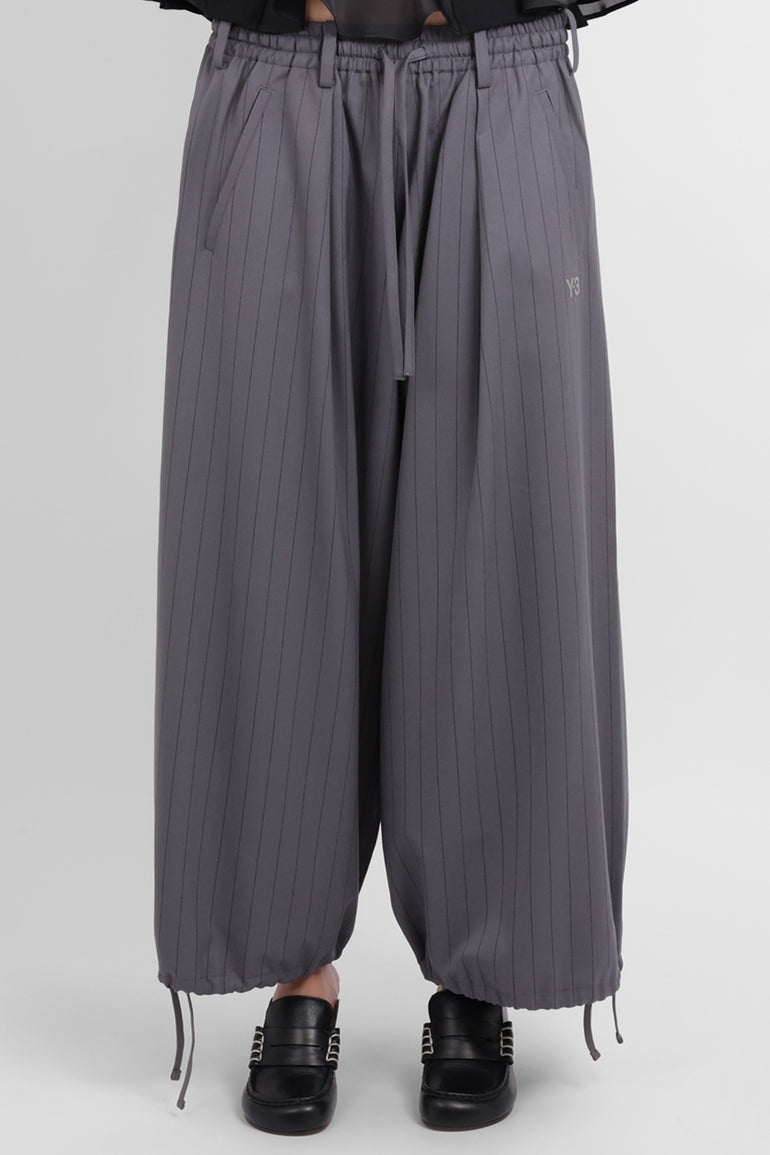 Y-3 RYW Pinstripe Cropped Wide-Leg Trouser | Granit/Black