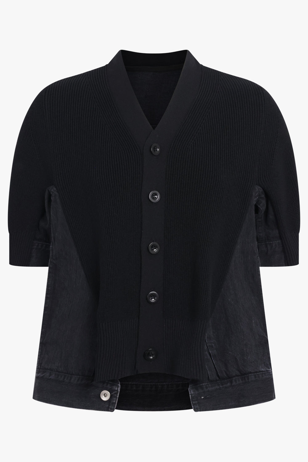 SACAI RTW Denim Knit Cardigan Top | Black