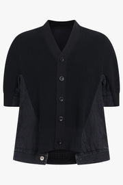 SACAI RTW Denim Knit Cardigan Top | Black