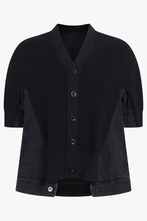SACAI RTW Denim Knit Cardigan Top | Black