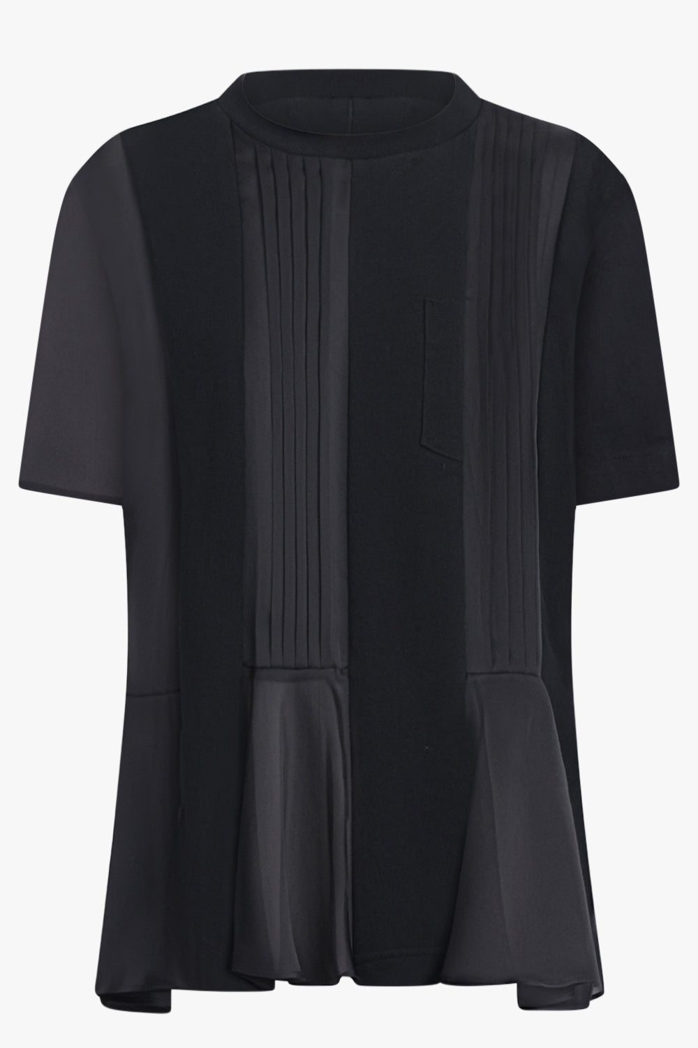 SACAI RTW Satin Cotton Jersey T-Shirt | Black
