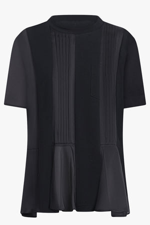 SACAI RTW Satin Cotton Jersey T-Shirt | Black