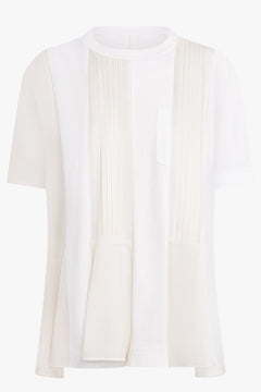 SACAI RTW Satin Cotton Jersey T-Shirt | Off White