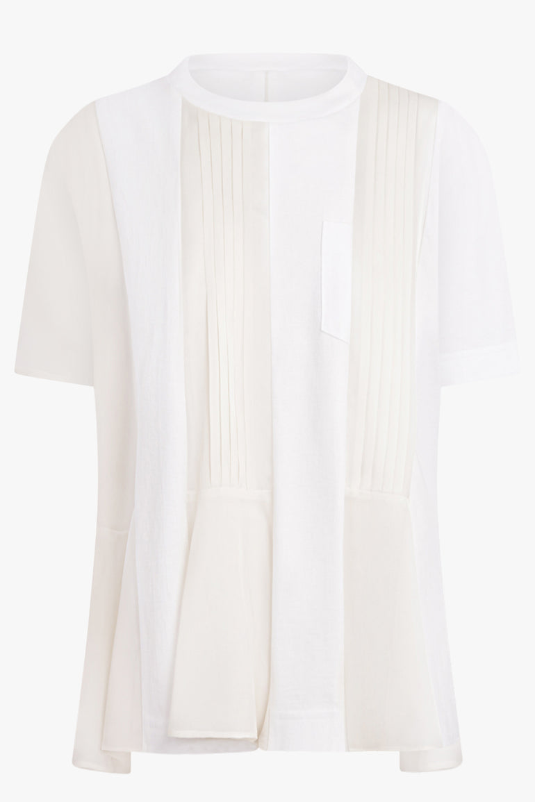 SACAI RTW Satin Cotton Jersey T-Shirt | Off White