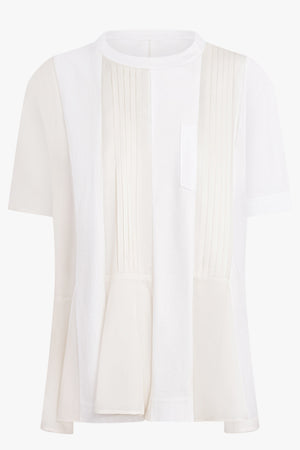 SACAI RTW Satin Cotton Jersey T-Shirt | Off White