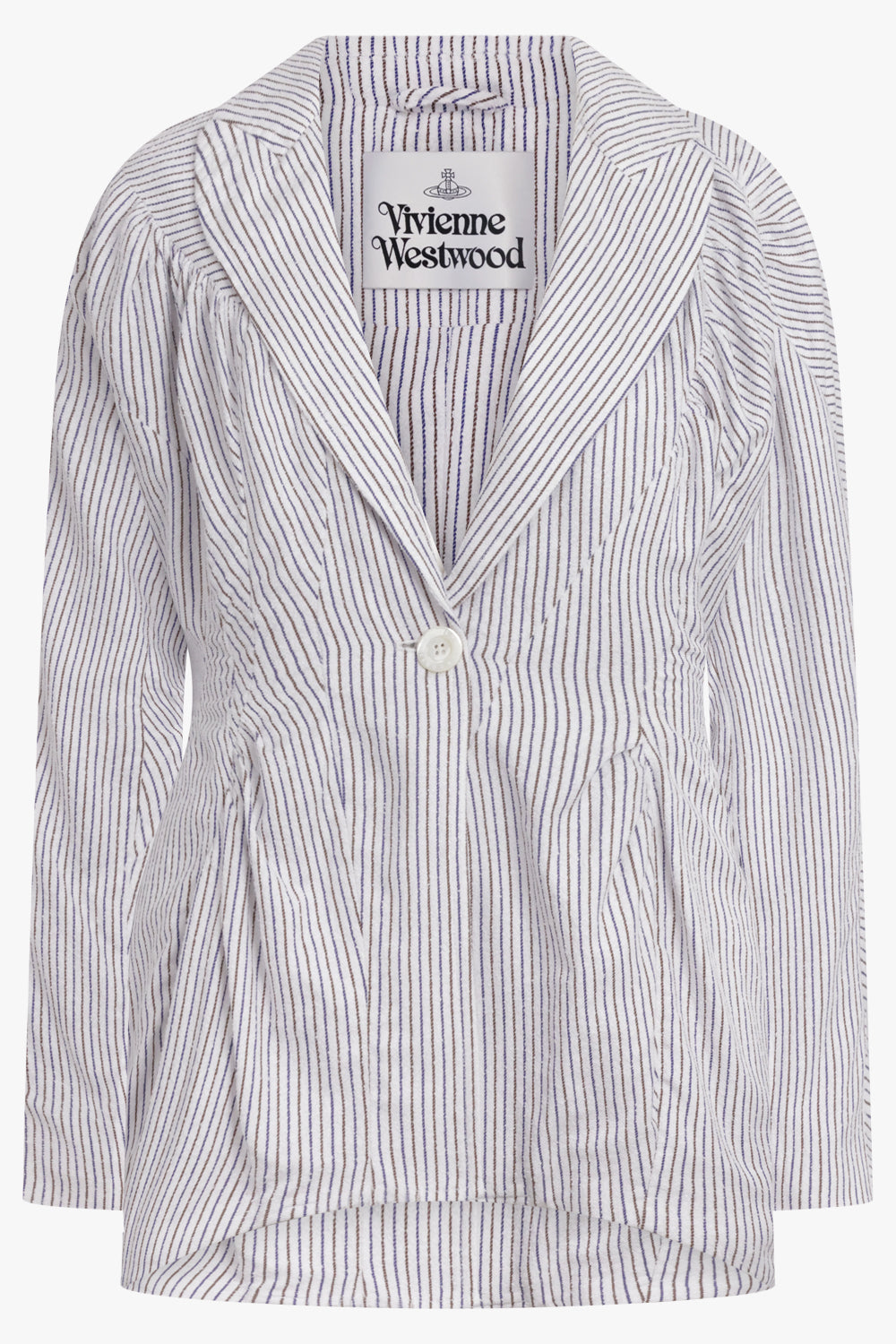 VIVIENNE WESTWOOD RTW Cloud Pinstripe Jacket | Blue/Brown Stripe