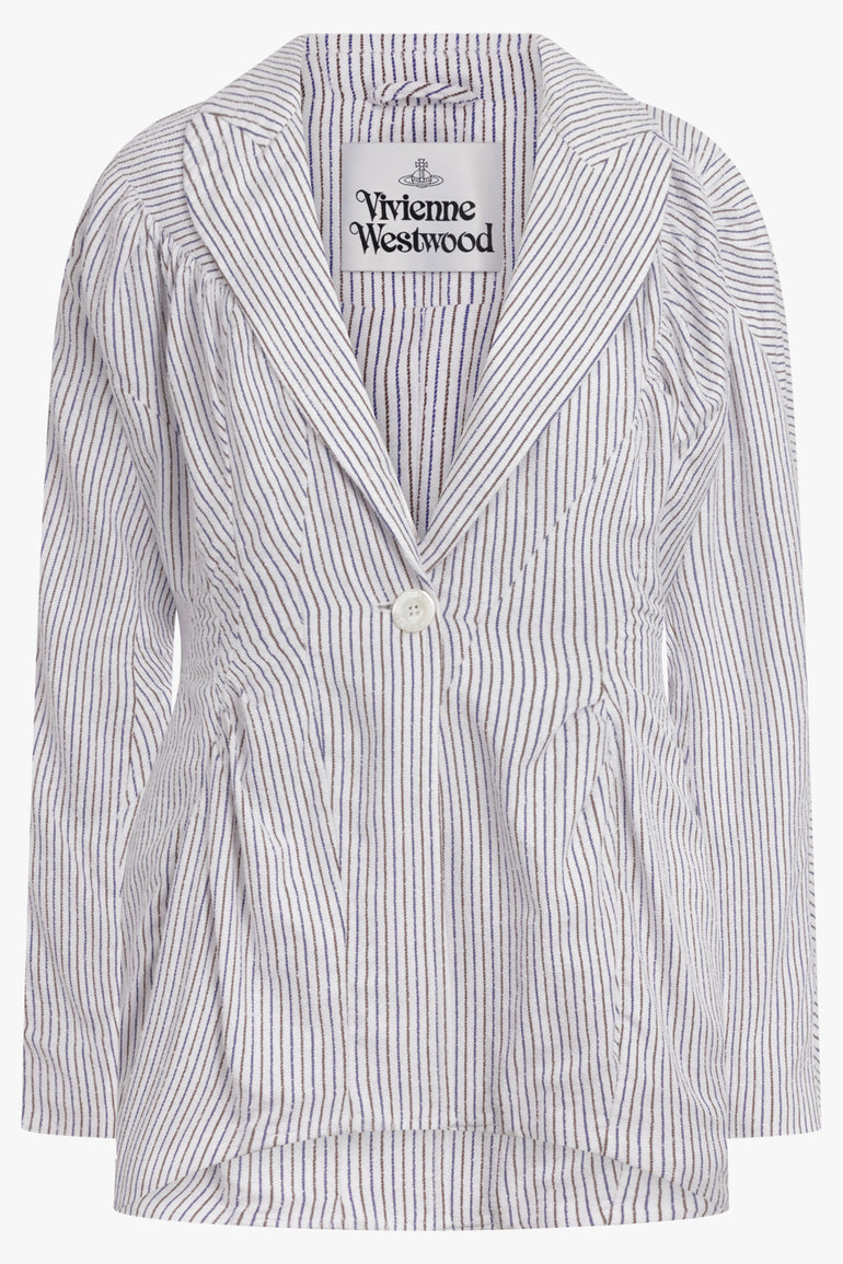 VIVIENNE WESTWOOD RTW Cloud Pinstripe Jacket | Blue/Brown Stripe