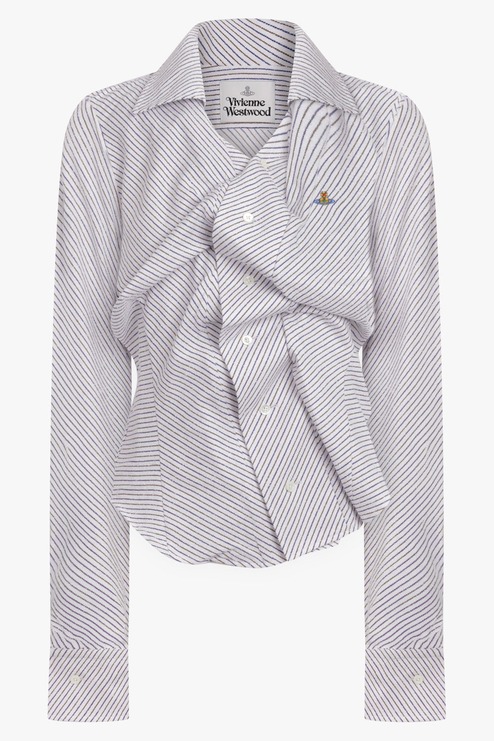 VIVIENNE WESTWOOD RTW Drunken Pinstripe Shirt | Blue/Brown Stripe