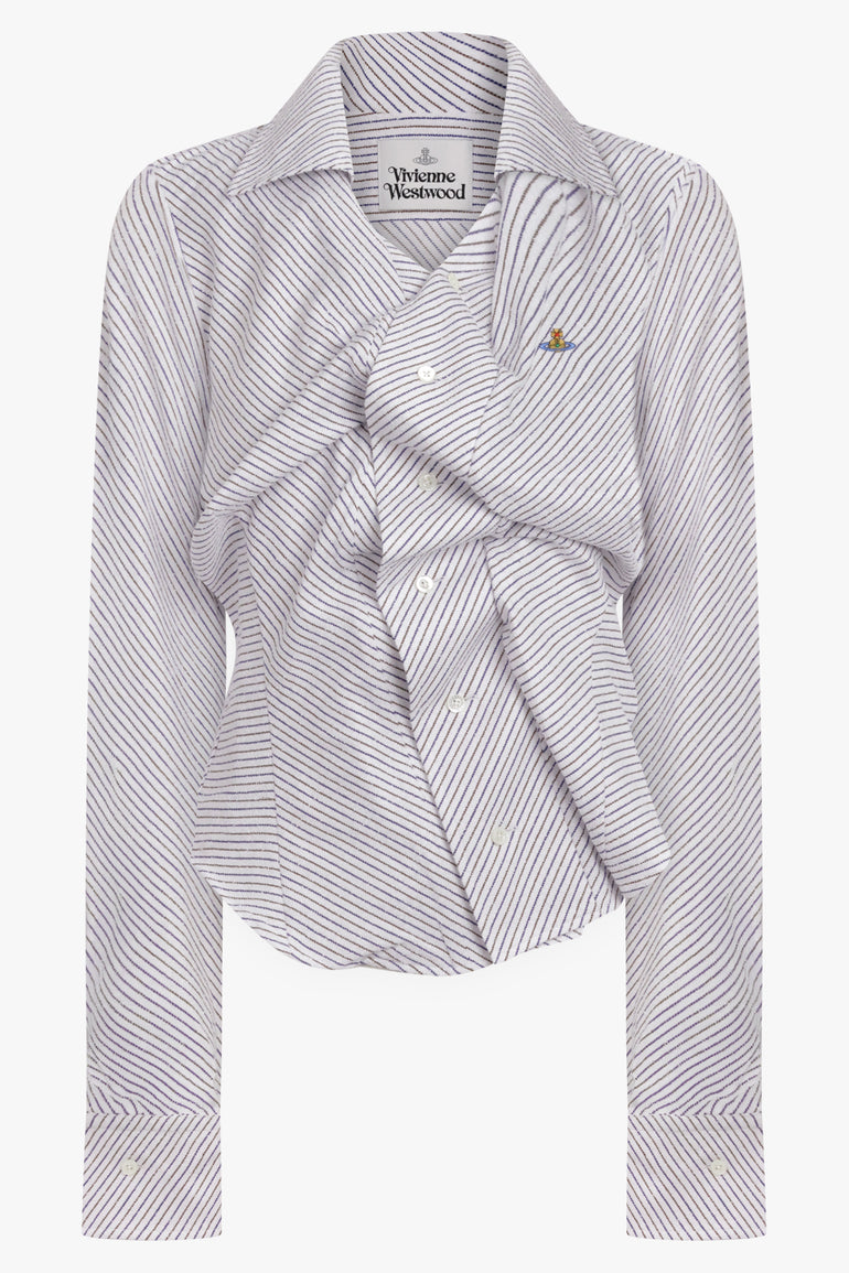 VIVIENNE WESTWOOD RTW Drunken Pinstripe Shirt | Blue/Brown Stripe