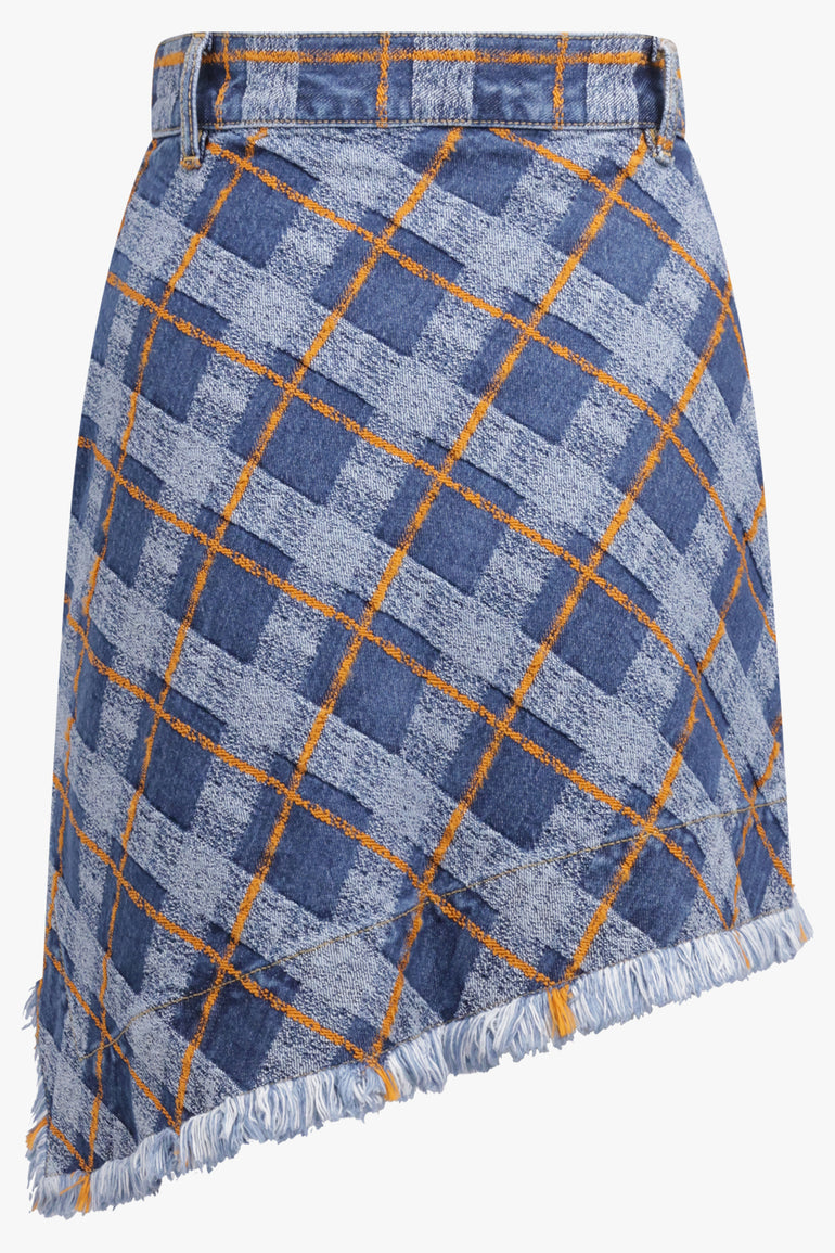 VIVIENNE WESTWOOD RTW Sailor Asymmetric Fringed Skirt | Blue/Orange