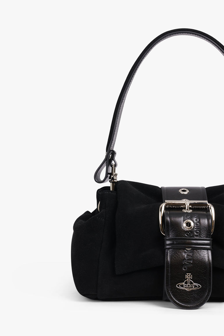 VIVIENNE WESTWOOD BAGS BLACK / Black Hazel Suede Treasure Handbag | Black